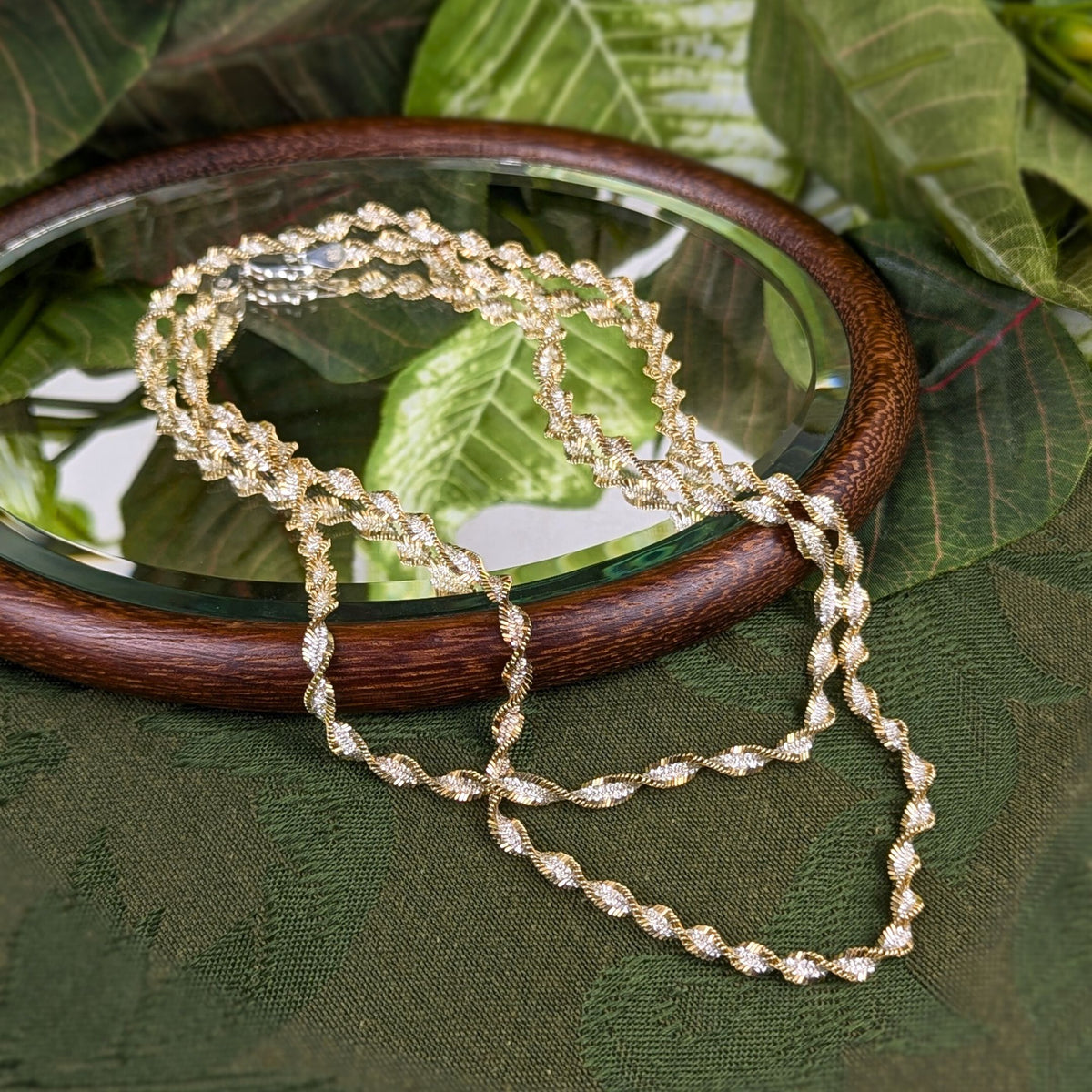 Milor Italian Sterling Gold Vermeil 4.5mm Herringbone Twist 30” Necklace