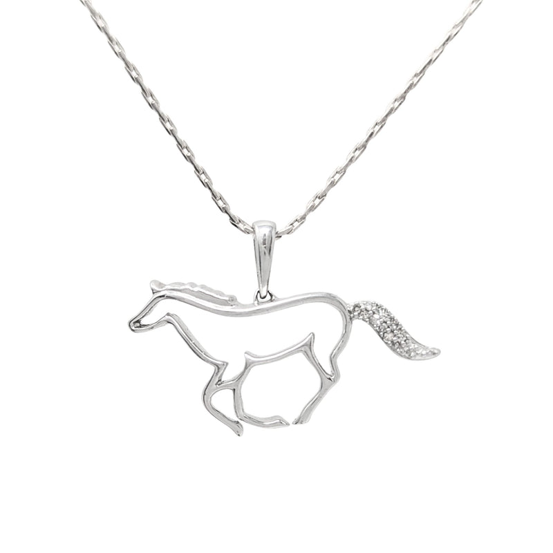 Zales Sterling & Diamond Tail Galloping Horse Necklace