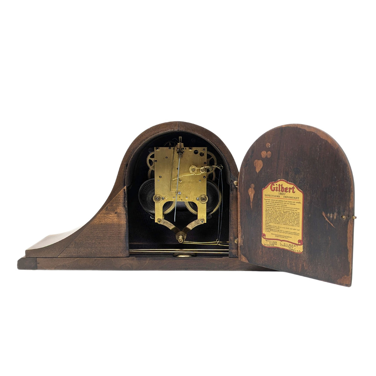 Gilbert Tambour Antique 8-Day Normandy Chimes Maple Mantle Clock