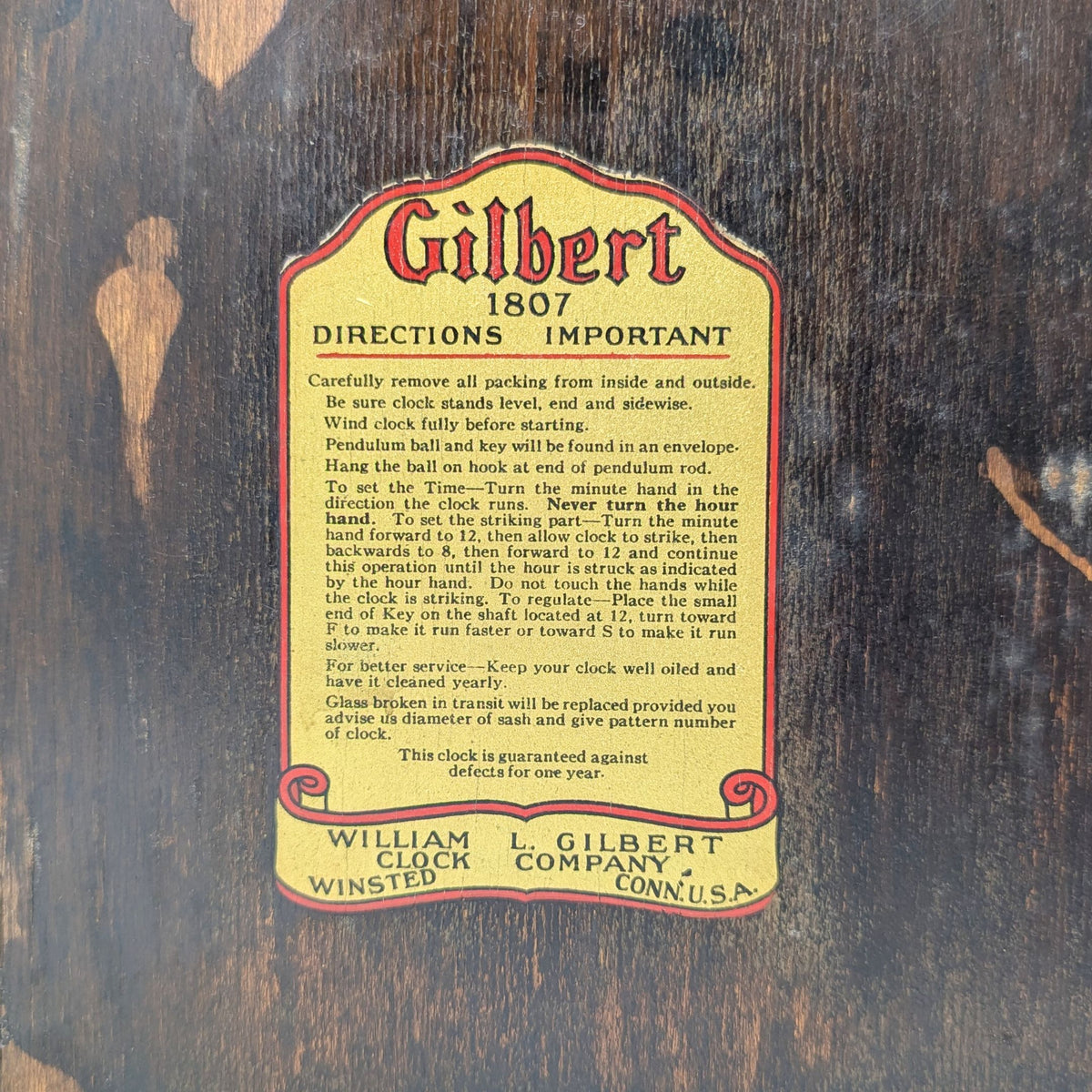 Gilbert Tambour Antique 8-Day Normandy Chimes Maple Mantle Clock