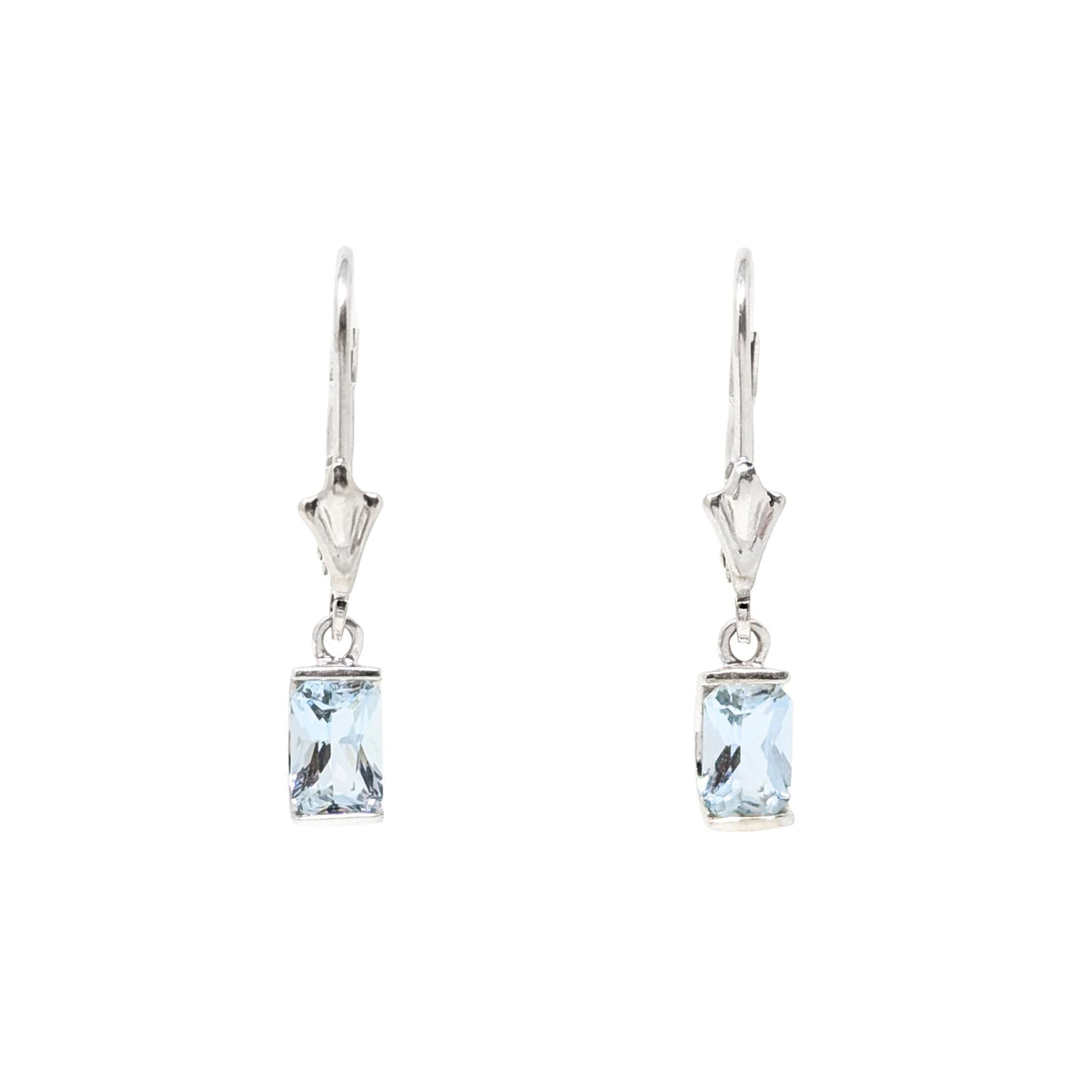 14K White Gold Aquamarine Drop Earrings