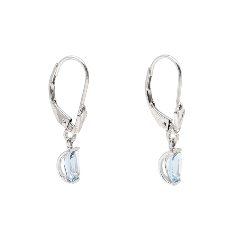 14K White Gold Aquamarine Drop Earrings