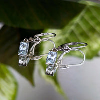 14K White Gold Aquamarine Drop Earrings