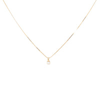 14K Gold 15” Pearl Solitaire Necklace