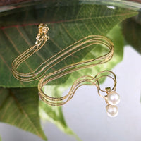 14K Gold 15” Pearl Solitaire Necklace