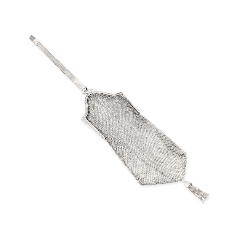 Whiting & Davis Sterling Silver & Blue Sapphire Mesh Link Purse