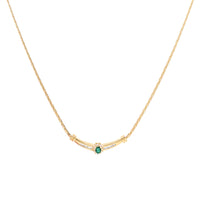 14K Gold 17” Diamond & Emerald Necklace