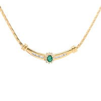 14K Gold 17” Diamond & Emerald Necklace