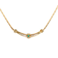 14K Gold 17” Diamond & Emerald Necklace