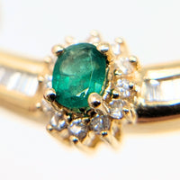 14K Gold 17” Diamond & Emerald Necklace
