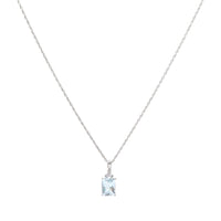 13K White Gold Aquamarine & Diamond 18” Pendant Necklace