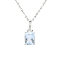13K White Gold Aquamarine & Diamond 18” Pendant Necklace