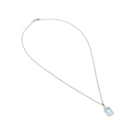 13K White Gold Aquamarine & Diamond 18” Pendant Necklace