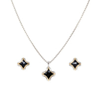 Lorenzo 18K Gold/ Sterling Silver Black Onyx Necklace & Earrings Set