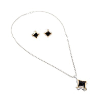Lorenzo 18K Gold/ Sterling Silver Black Onyx Necklace & Earrings Set