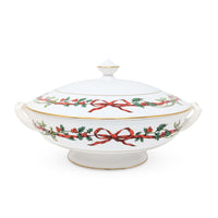Royal Worcester "Holly Ribbons" Covered Vegetable Bowl