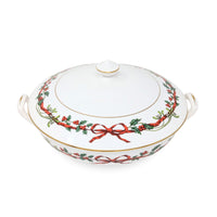 Royal Worcester "Holly Ribbons" Covered Vegetable Bowl