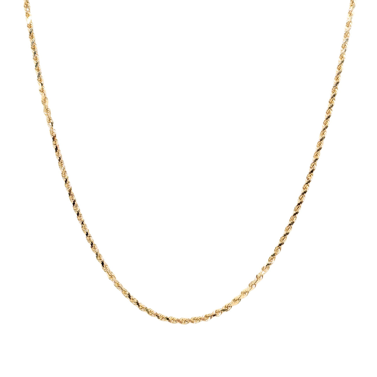 13K Gold Diamond Cut 2.5mm 20” Rope Chain Necklace