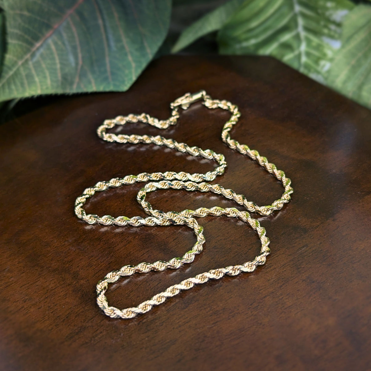 13K Gold Diamond Cut 2.5mm 20” Rope Chain Necklace