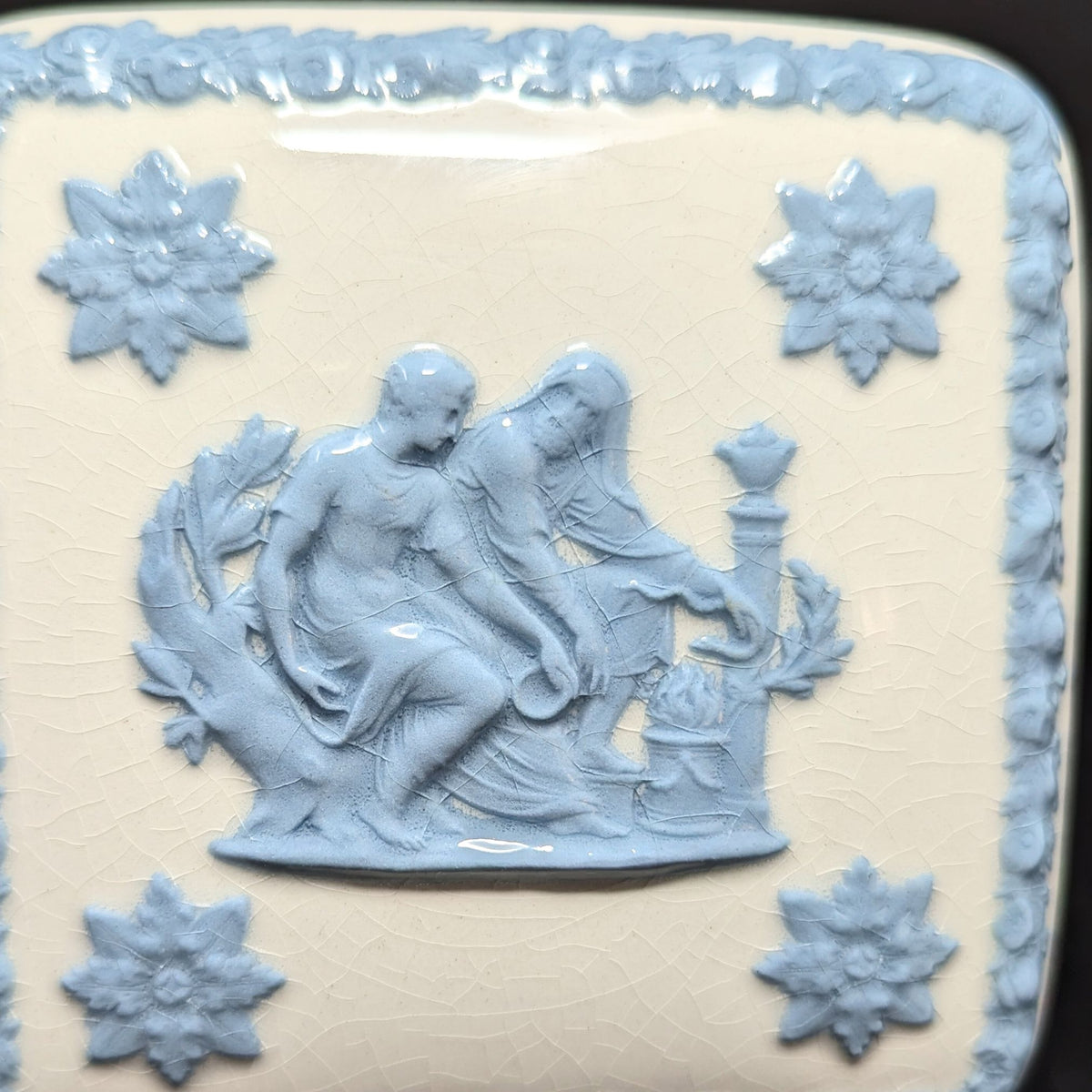 Wedgwood "Lavender on Cream" 2pc Vase & Box Dresser Set