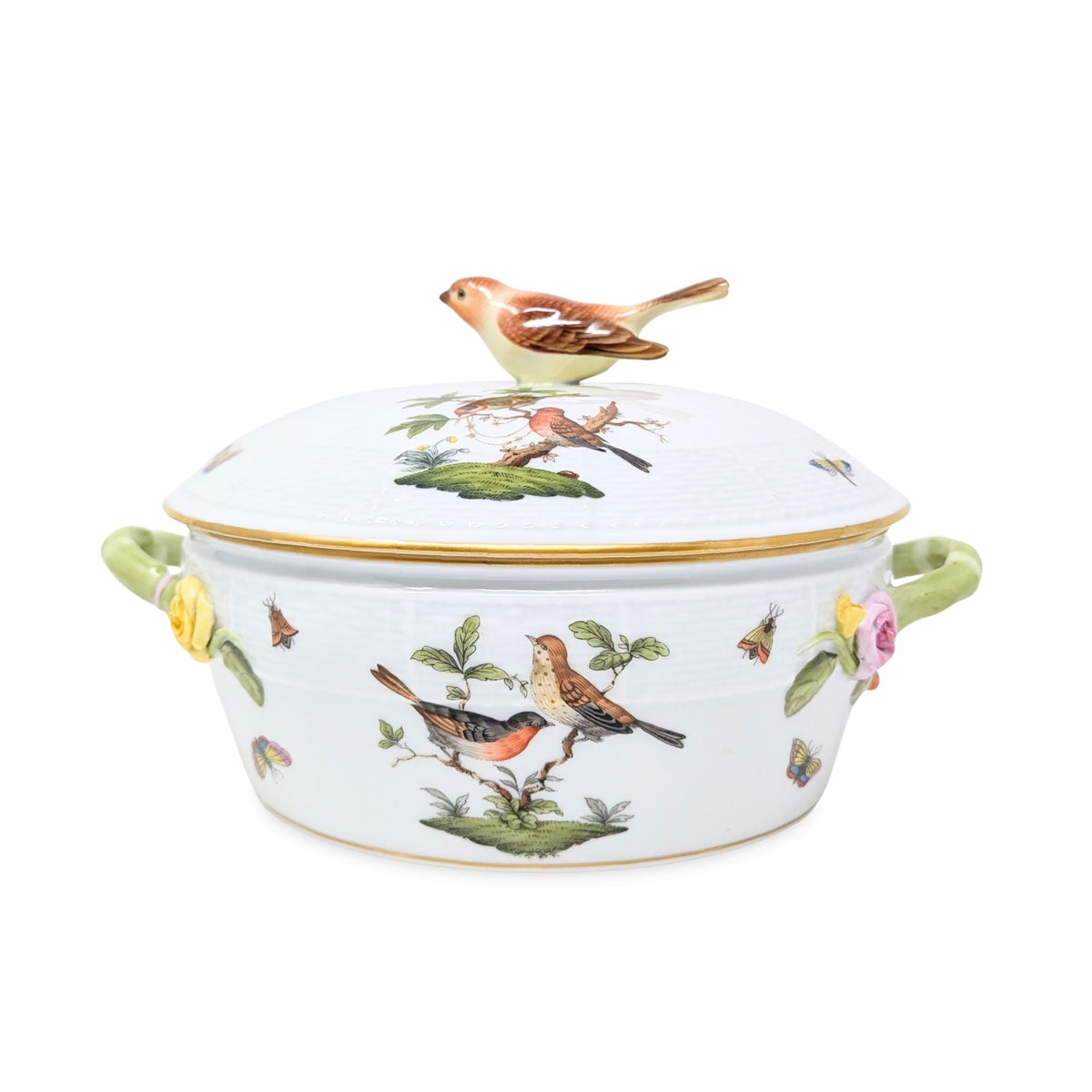 Herend "Rothschild Bird" Covered Vegetable Dish, Bird Finial