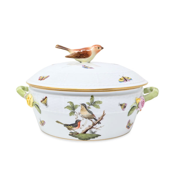 Herend "Rothschild Bird" Covered Vegetable Dish, Bird Finial