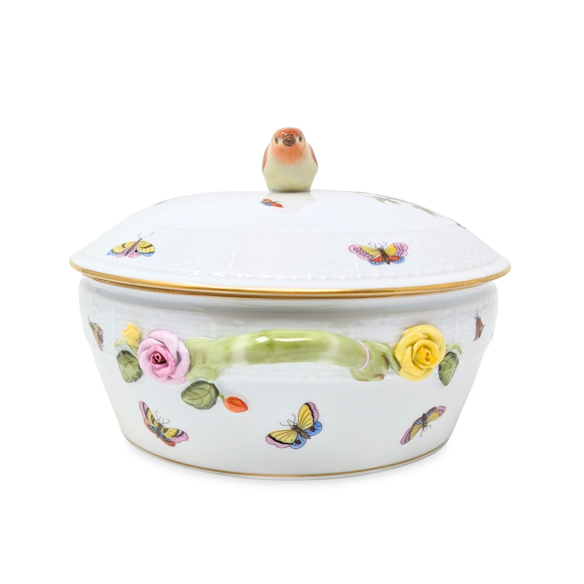 Herend "Rothschild Bird" Covered Vegetable Dish, Bird Finial