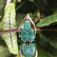 10K Gold & Green Jade 1950’s Buddha Pendant/Charm