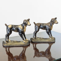 Antique Hubley Style Cast Iron Dog Door Stops / Bookends (Pair)