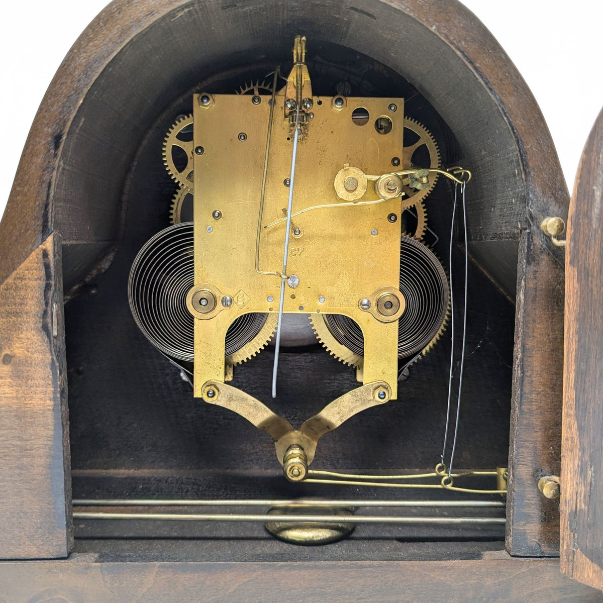 Gilbert Tambour Antique 8-Day Normandy Chimes Maple Mantle Clock