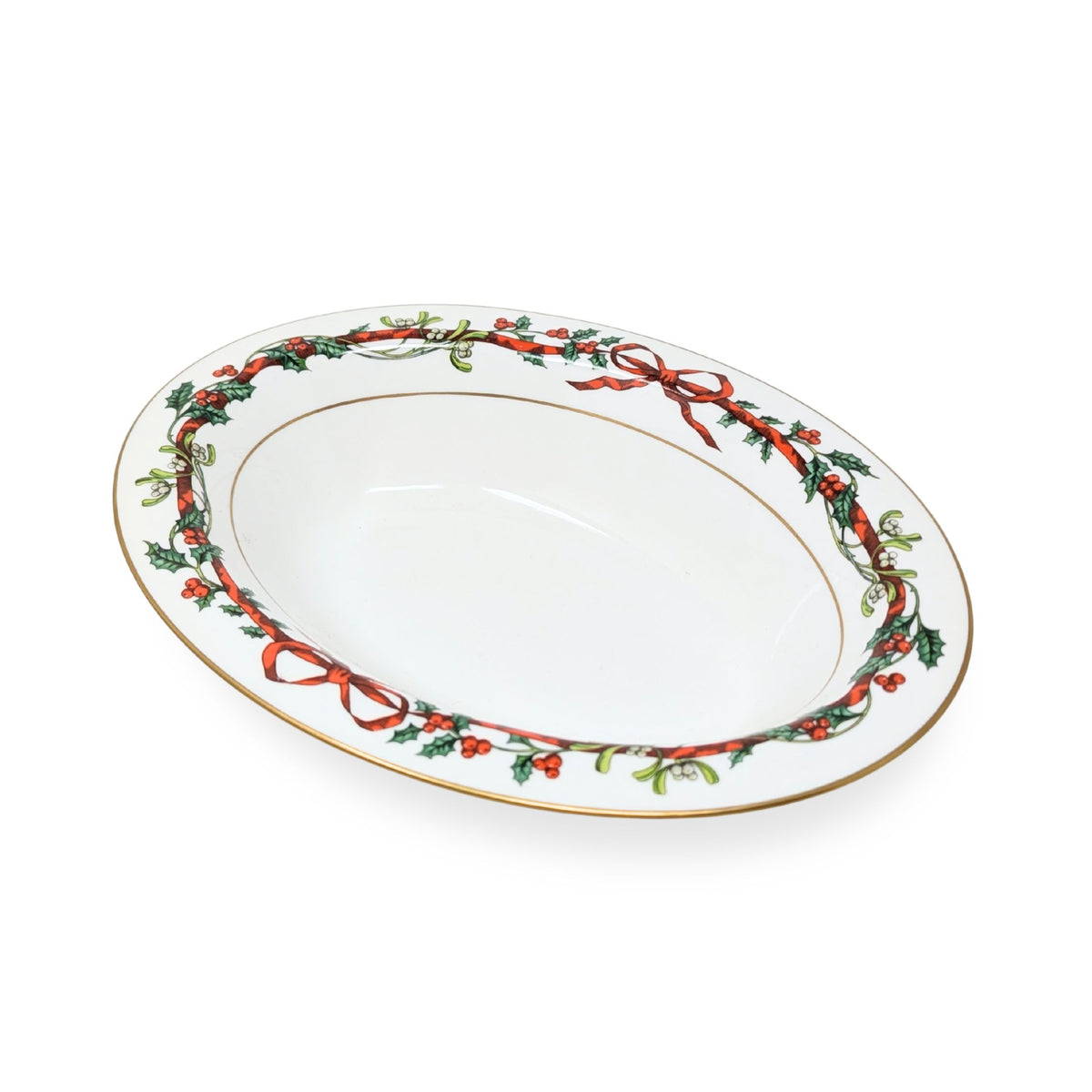 Royal Worcester "Holly Ribbons" Open Vegetable Bowl