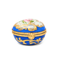 Hand-Painted Floral Limoges Egg-Shaped Trinket Box