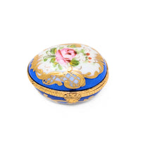 Hand-Painted Floral Limoges Egg-Shaped Trinket Box