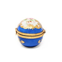 Hand-Painted Floral Limoges Egg-Shaped Trinket Box