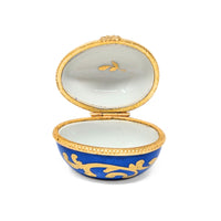 Hand-Painted Floral Limoges Egg-Shaped Trinket Box