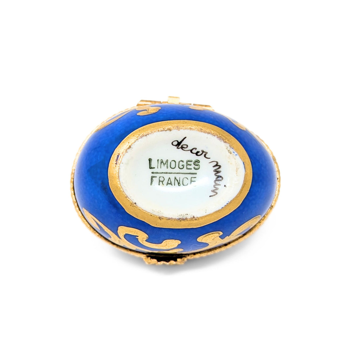 Hand-Painted Floral Limoges Egg-Shaped Trinket Box