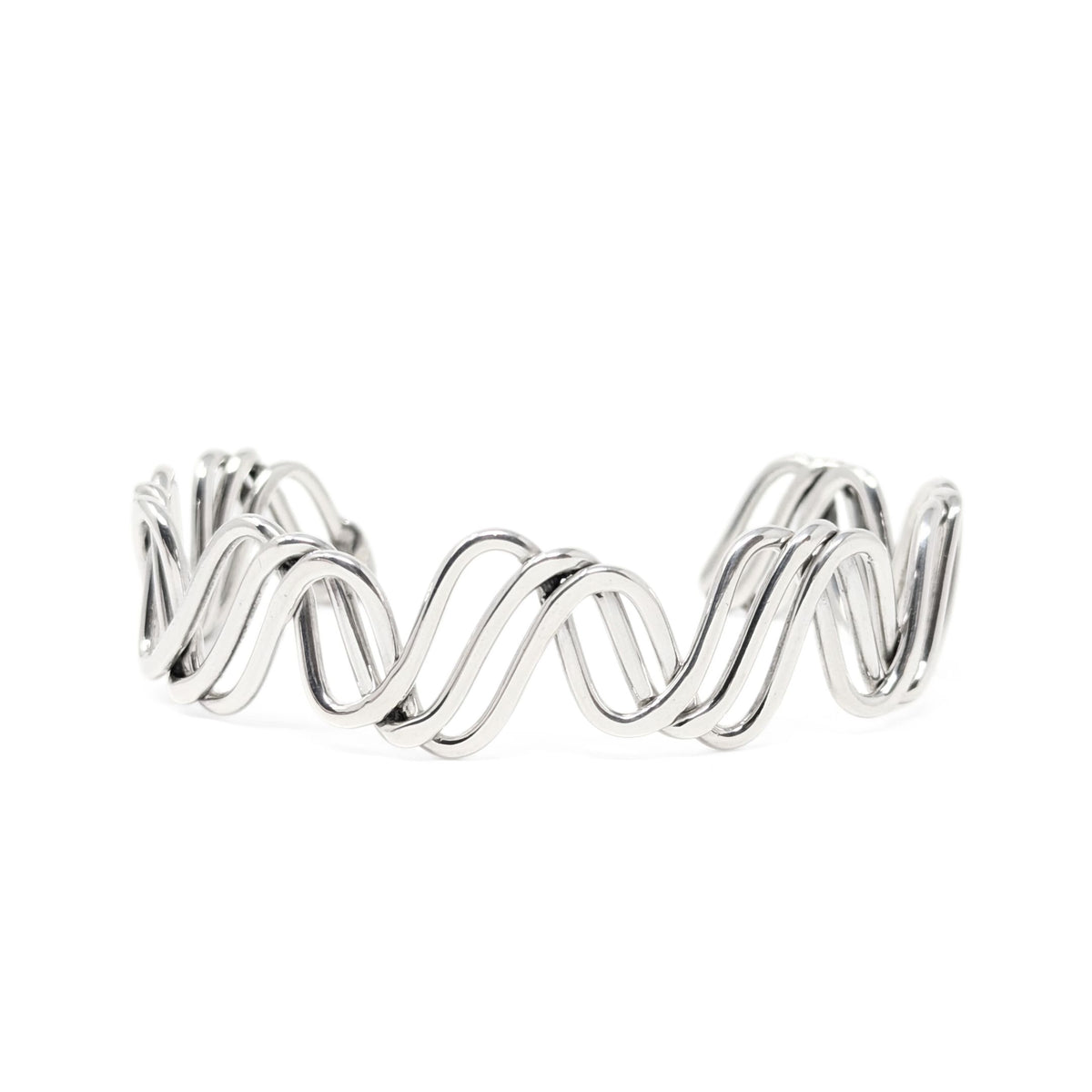 Sterling Triple Wire Wave Cuff Bracelet