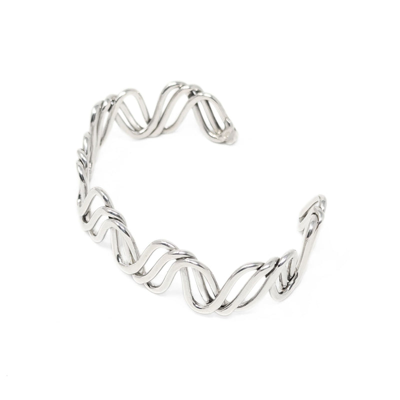 Sterling Triple Wire Wave Cuff Bracelet