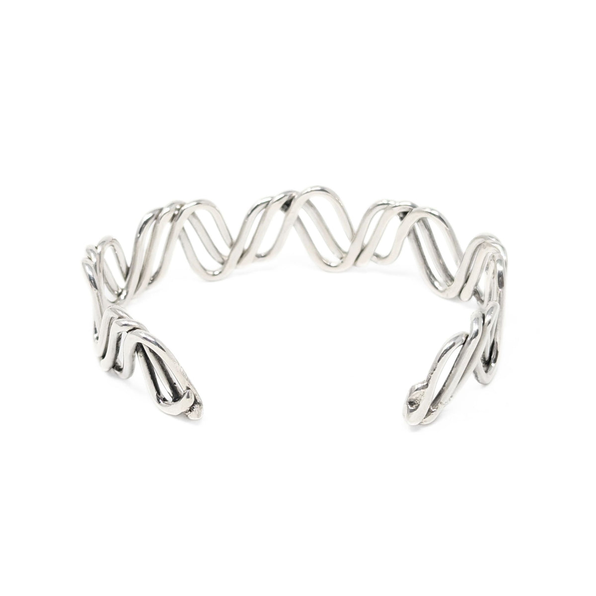 Sterling Triple Wire Wave Cuff Bracelet