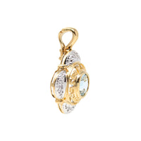 14K Two-Tone Gold Aquamarine & Diamond Greek Key Pendant