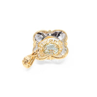 14K Two-Tone Gold Aquamarine & Diamond Greek Key Pendant
