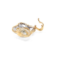 14K Two-Tone Gold Aquamarine & Diamond Greek Key Pendant