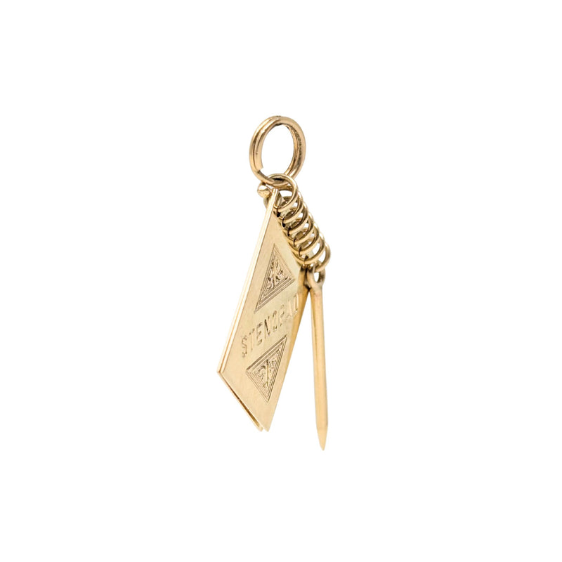 American Charm Co 14K 1960’s Stenopad & Pen Secretary Charm
