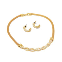 Swarovski Crystal Gold Tone Twist Necklace & Earrings Set