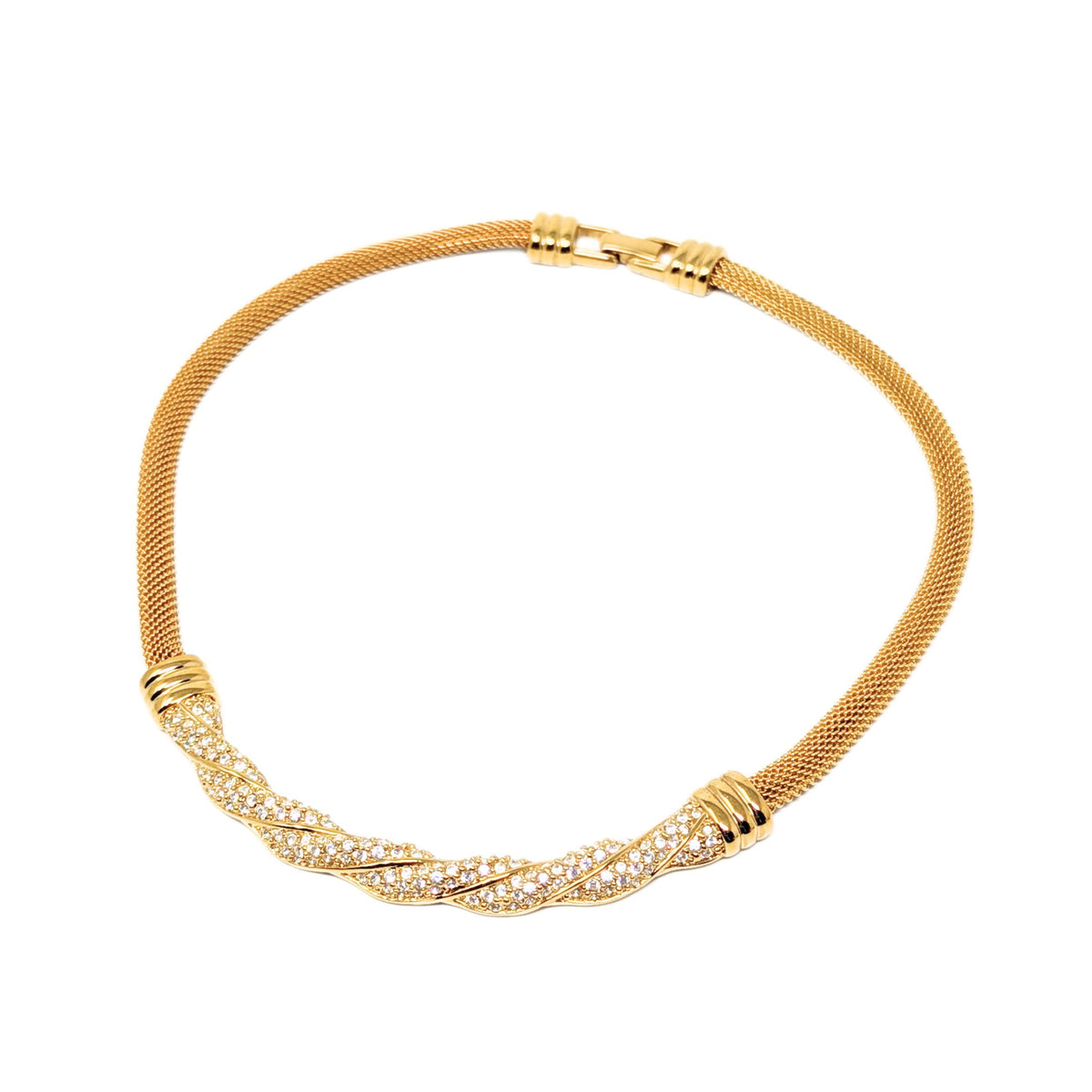 Swarovski Crystal Gold Tone Twist Necklace & Earrings Set