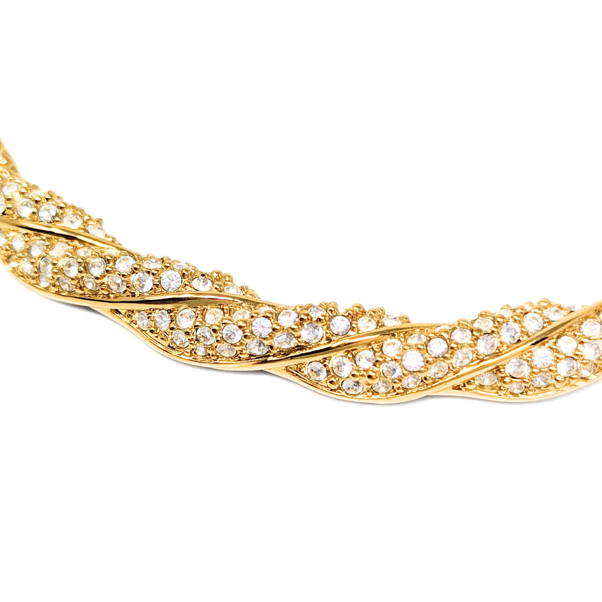 Swarovski Crystal Gold Tone Twist Necklace & Earrings Set