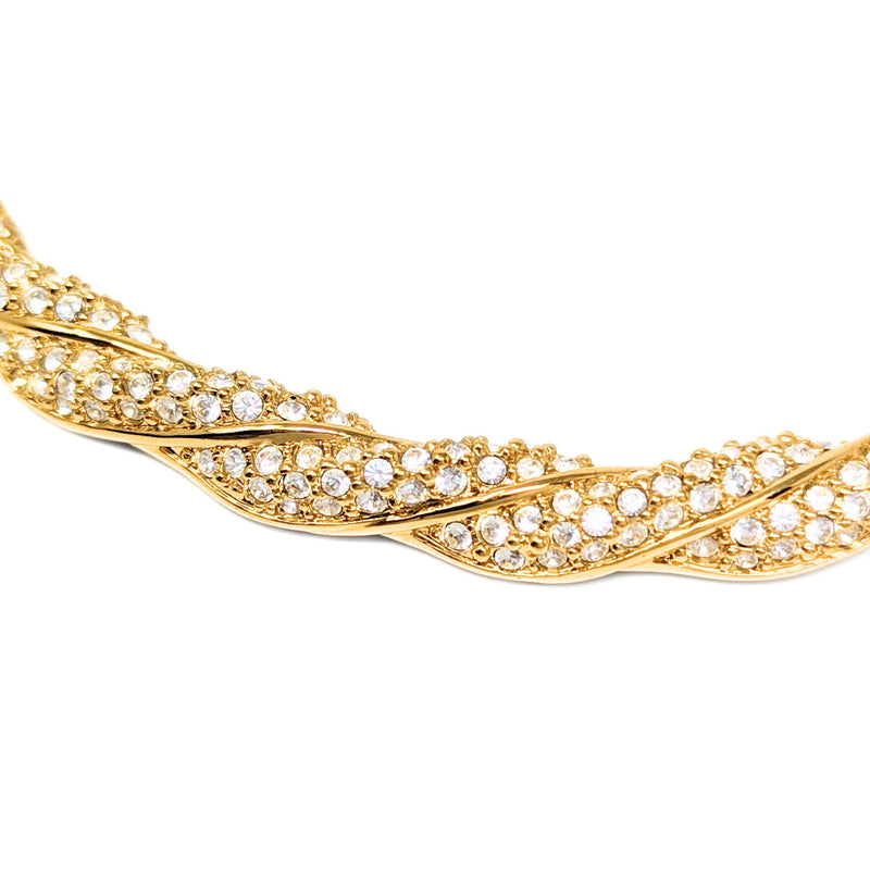 Swarovski Crystal Gold Tone Twist Necklace & Earrings Set