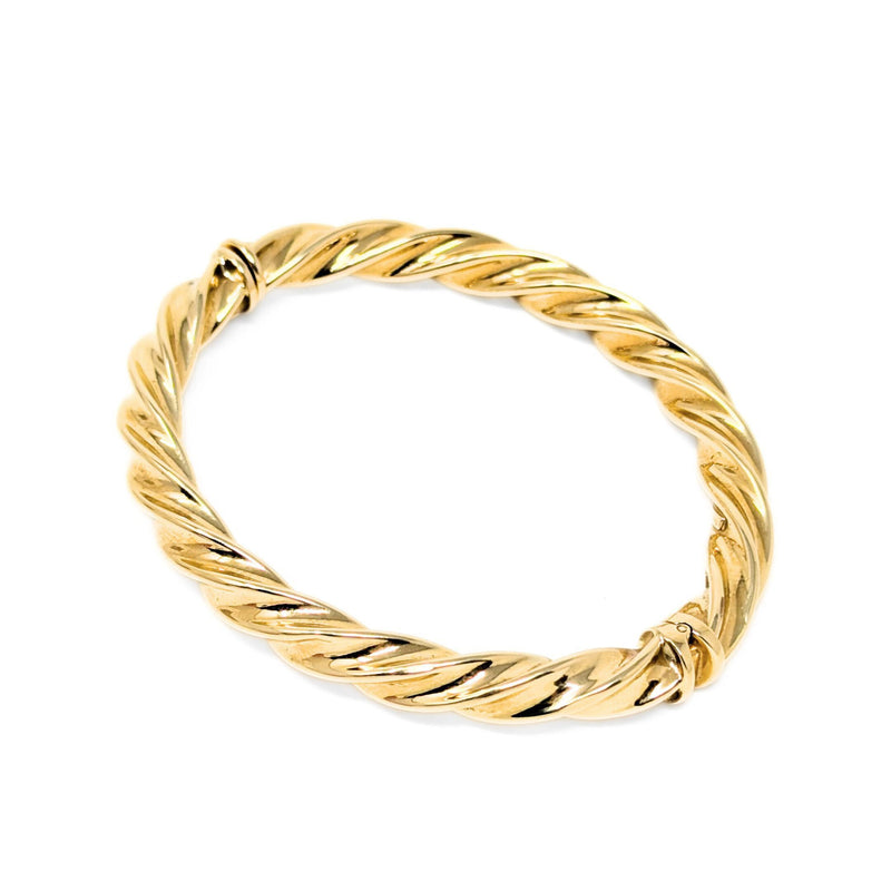 Milor Italian 18K Gold 7.5mm Twist Hinged 7.25” Bangle Bracelet