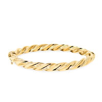 Milor Italian 18K Gold 7.5mm Twist Hinged 7.25” Bangle Bracelet
