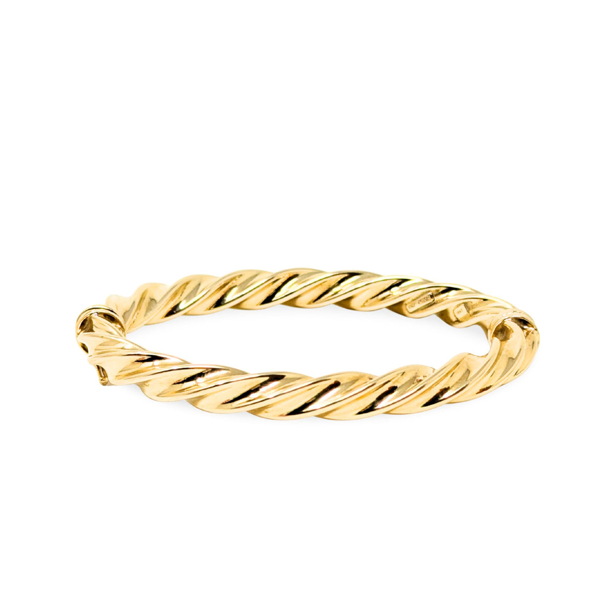 Milor Italian 18K Gold 7.5mm Twist Hinged 7” Bangle Bracelet